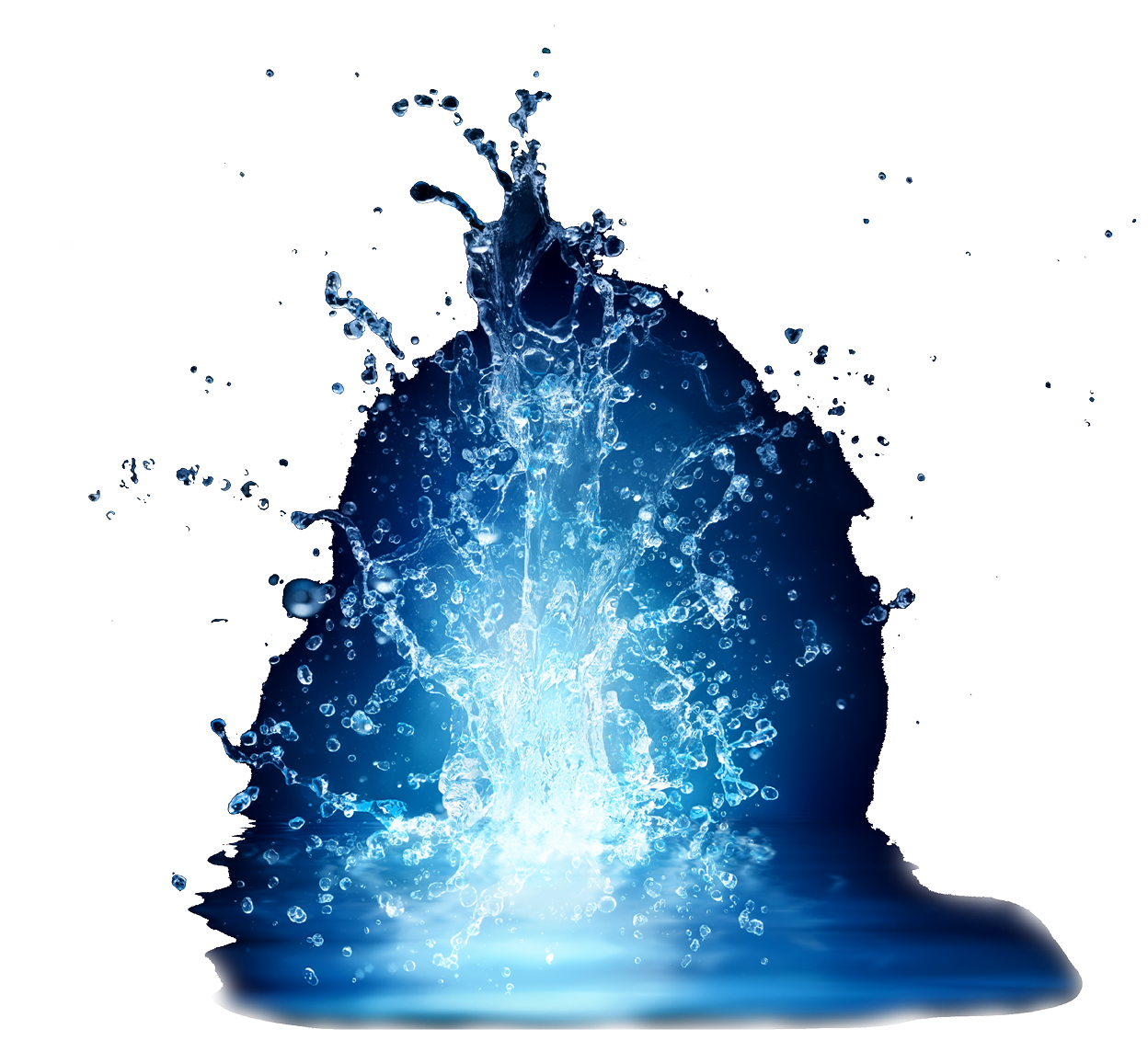 Eclat d'eau bleutée qui part en hauteur