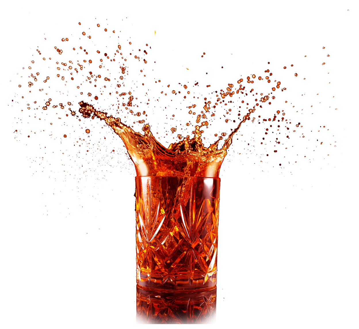 Verre avec liquide orange qui éclabousse