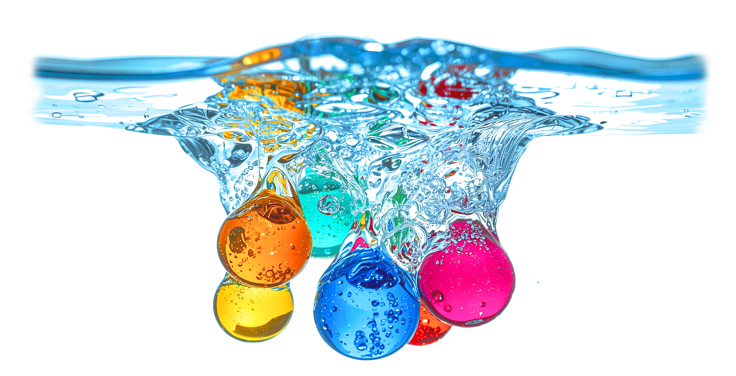 Visuel de boules de glaçons colorés pour illustrer la page Expertises Audio