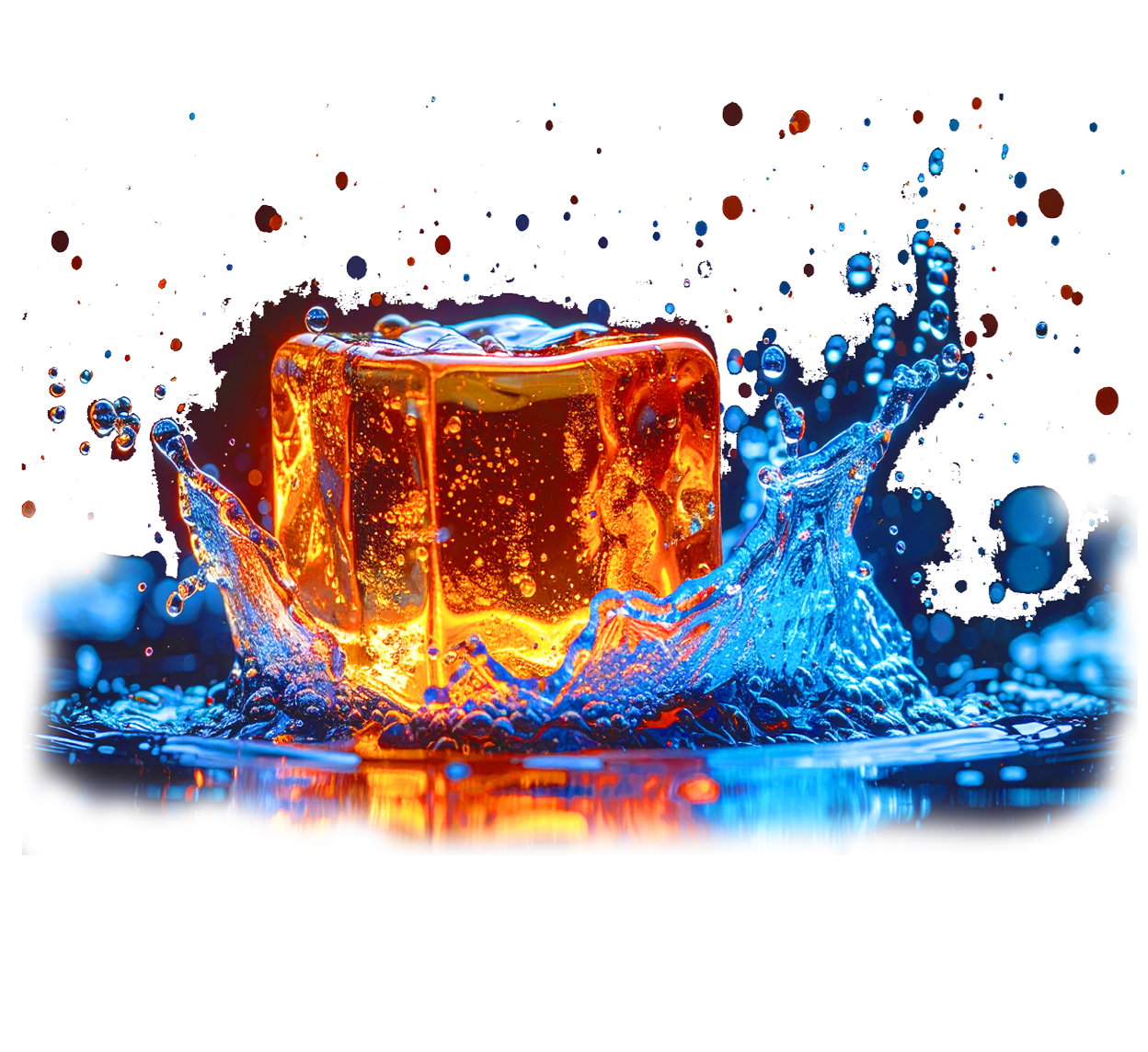 Cube de glace orange éclaboussure