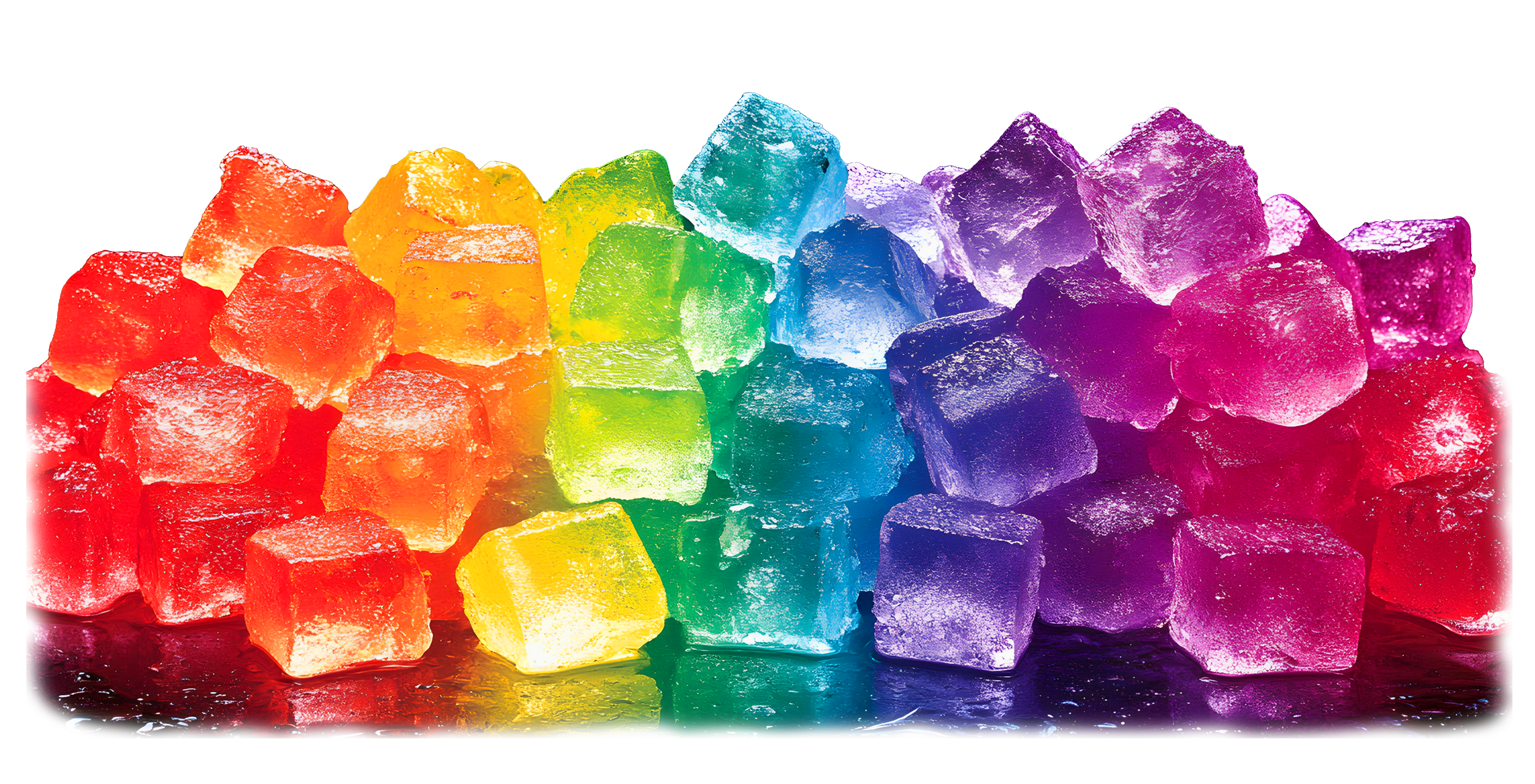 Visuel de cubes de glaçons de toutes les couleurs pour illustrer la page Expertises Nesletters et Plaquettes