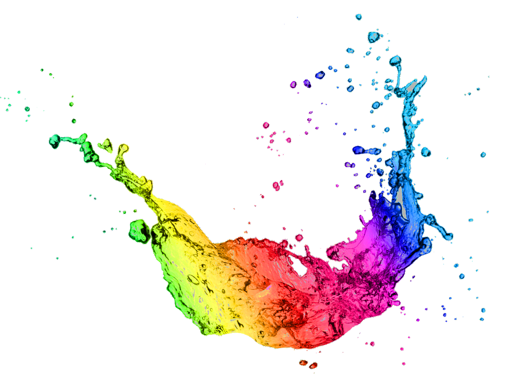 Visuel représentant une virgule d'eau de toutes les couleurs pour illustrer la page Expertises Powerpoint