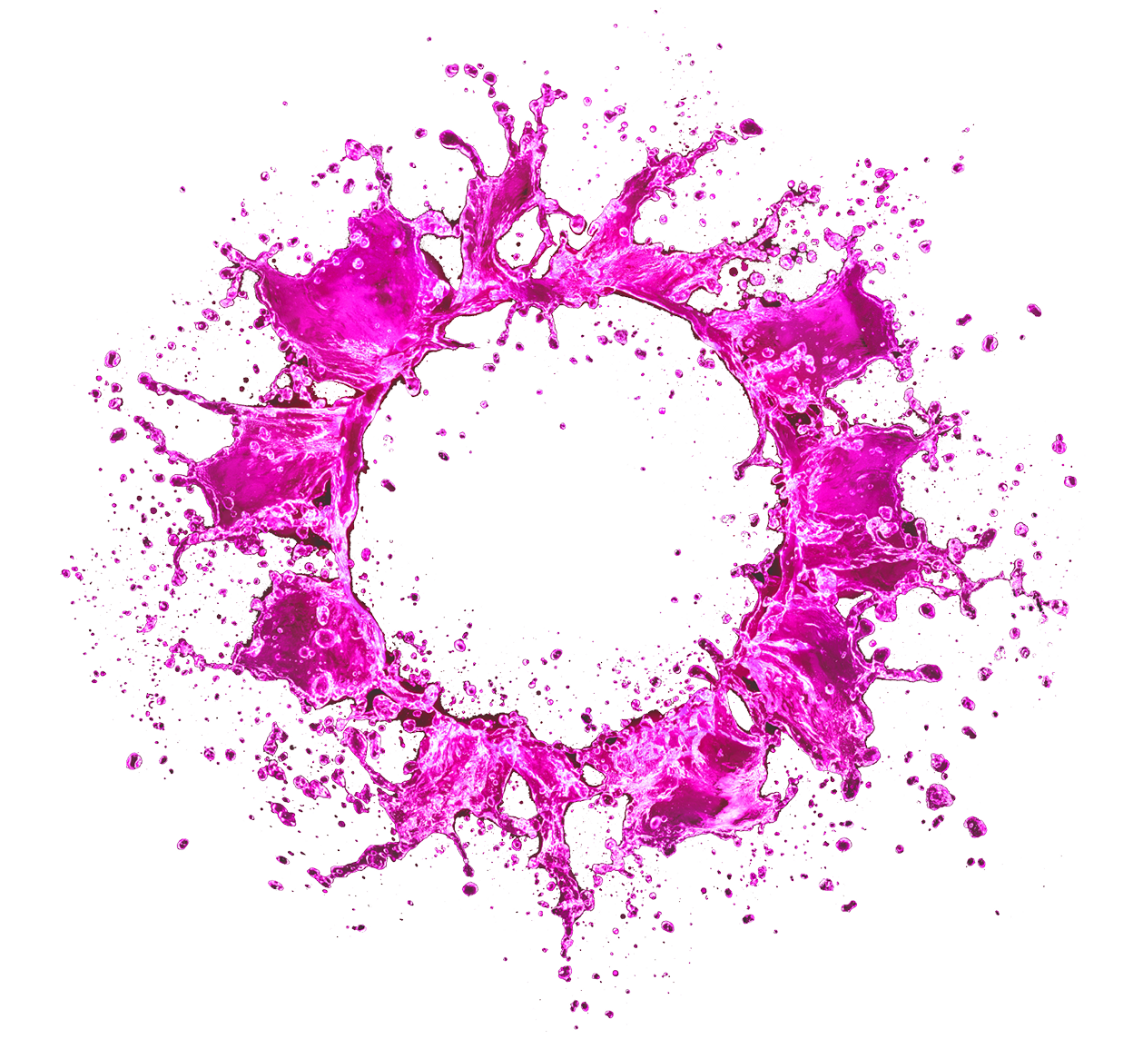 Visuel d'un splash rose en forme de soleil