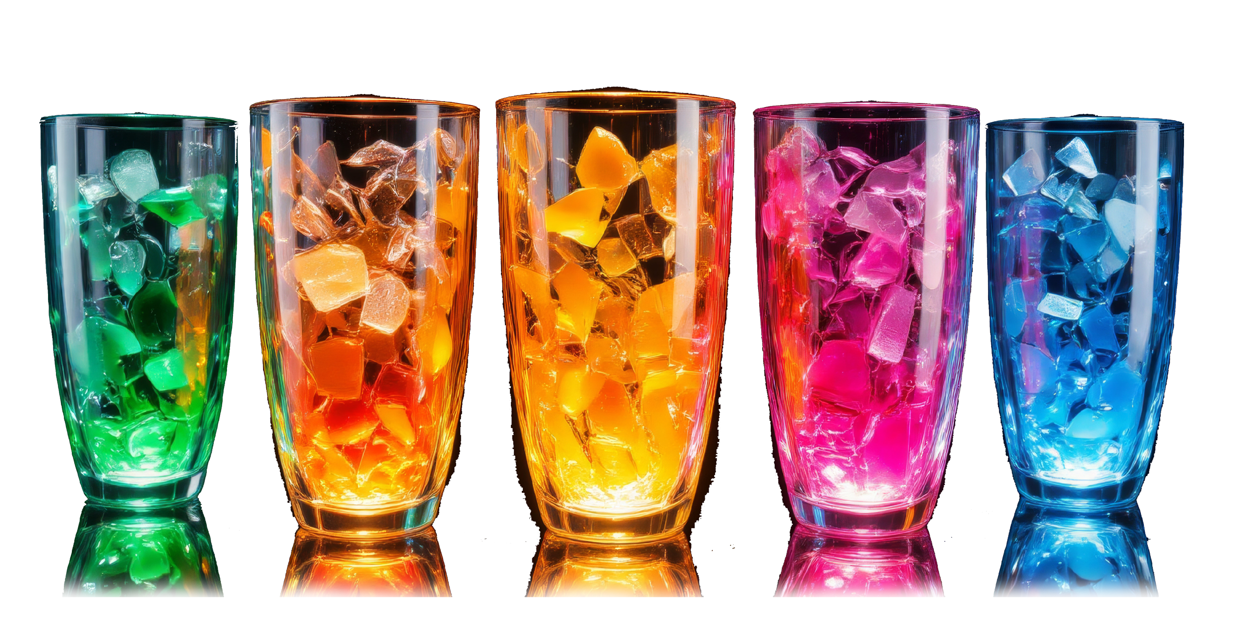 Verres de cocktail de toutes les couleurs pour illustrer la page Expertises Vidéos